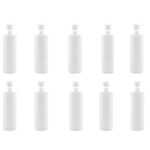 10x 250ml Clear HDPE Round Bottle + 28/410 Caps - Empty Plastic Food Storage