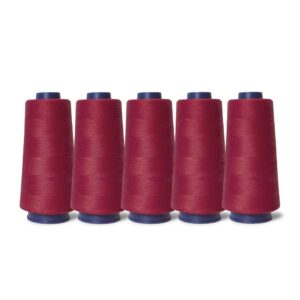 5x Hot Pink Sewing Overlocker Thread - 2000m  Polyester Overlocking Spool