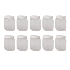 10x 250g Plastic Honey Jars + Lids - Square Clear Food Grade Packaging Containers