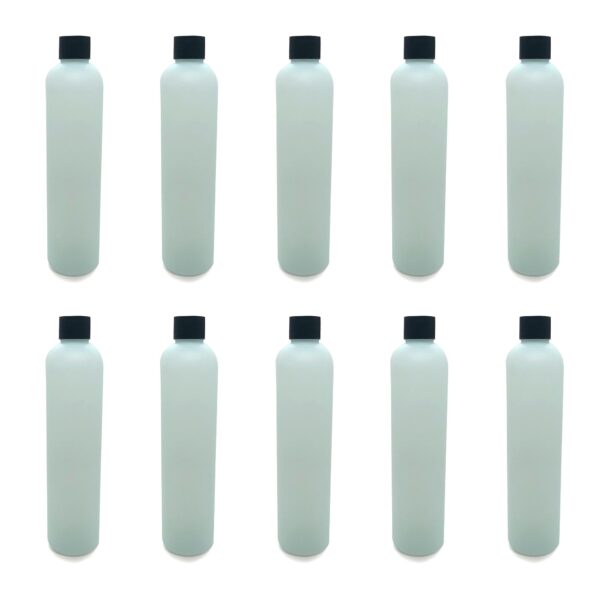 10x 325ml HDPE Bottles + 24/410 Neck Caps - Plastic Empty Translucent Green