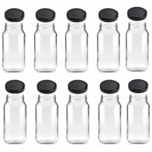 10x 1L Flint Glass Jars + Twist Finish Lids - Round Food Storage Preserving