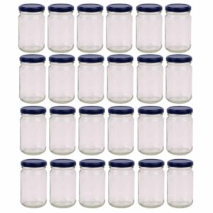 24x 375ml Flint Glass Jars + Twist Lids - Round Food Storage Preserving Jar