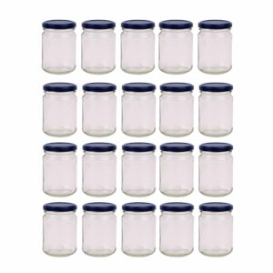 20x 150ml Flint Glass Jars + Twist Finish - Lids Round Food Storage Small Spices