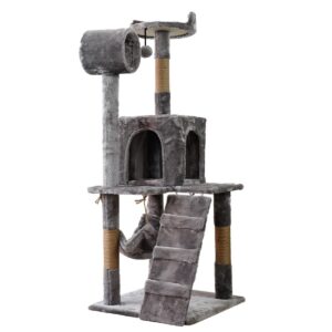 Furtastic 135cm Cat Tree Scratching Post - Silver Grey