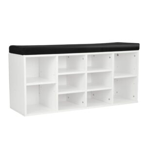 New 10 Pairs Shoe Cabinet Rack Storage Organiser Shelf Stool Bench Wood - White