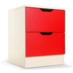 Bedside Table Cabinet Storage Chest 2 Drawers Lamp Side Nightstand - Red White