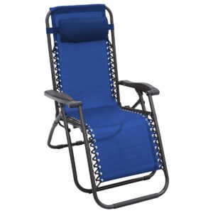 Zero Gravity Reclining Deck Lounge Sun Beach Chair Outdoor Folding Camping - Grey