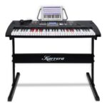 Karrera 61 Keys Electronic LED Keyboard Piano with Stand - Black