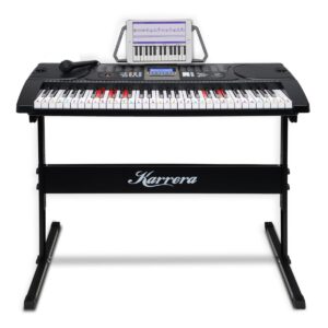 Karrera 61 Keys Electronic LED Keyboard Piano with Stand - Black