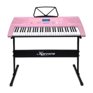 Karrera 61 Keys Electronic Keyboard Piano Music with Stand - Pink