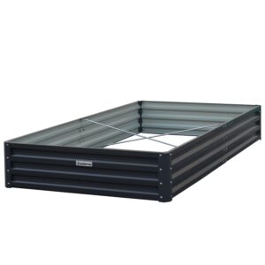 Garden Bed 240 x 120 x 30cm Galvanized Steel - Black