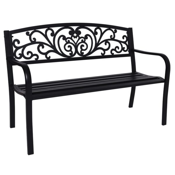 Steel Outdoor Garden Bench - Floral