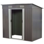 4ft x 6ft Garden Shed with Base Flat Roof Outdoor Storage - Grey