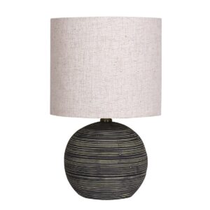 Ceramic Table Lamp With Striped Pattern In Antique Black