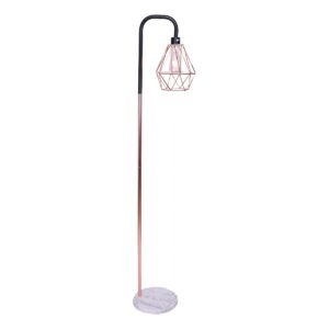 Rose Gold Floor Lamp with Geometric Shade