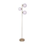 3-Light Gold Metal Floor Lamp with Glass Shades