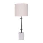 Concrete & Metal Table Lamp with Off-White Linen Shade