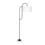 Metal Floor Lamp with Marble Base & Off-White Shade