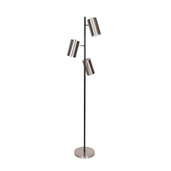 3-Shade Metal Floor Lamp Nickel & Matte Black Finish