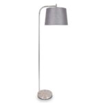 Metal Task Floor Lamp Nickel Finish with Grey Fabric Shade