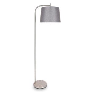 Metal Task Floor Lamp Nickel Finish with Grey Fabric Shade