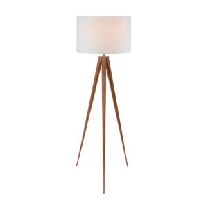 Metal Tripod Floor Spot Lamp Shade Drum in Wooden Finish