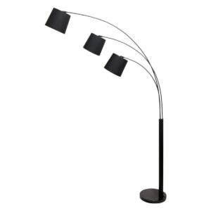 3-Light Arc Floor Lamp Adjustable Black 3 Shades