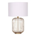 Rose Gold Table Lamp with Linen Drum Shade