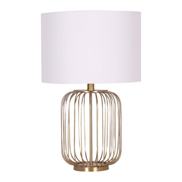 Rose Gold Table Lamp with Linen Drum Shade