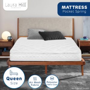 Mattress Queen Size Pillow Top Pocket Spring High Density Foam 22cm