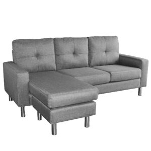 Linen Corner Sofa Lounge Couch Modular Furniture L Chair Home Chaise Grey