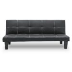 2 Seater Modular Faux Leather Fabric Sofa Bed Couch - Black