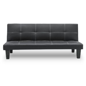 2 Seater Modular Faux Leather Fabric Sofa Bed Couch - Black