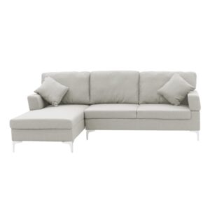 Linen Corner Sofa Couch Lounge L-shape W/right Chaise Seat Light Grey