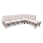 Faux Linen Corner Sofa Lounge L-shaped Chaise Light Grey