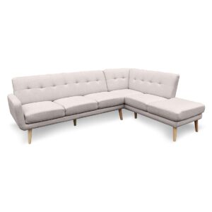 Faux Linen Corner Sofa Lounge L-shaped Chaise Light Grey