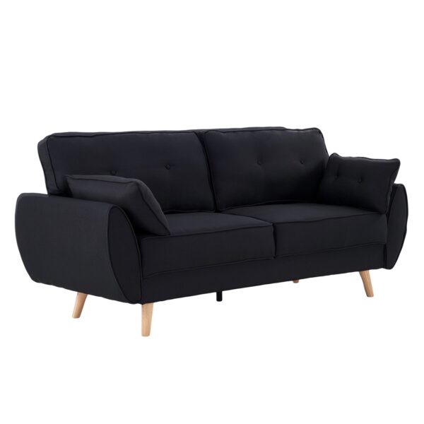 3 Seater Modular Linen Fabric Sofa Bed Couch Futon Suite - Black