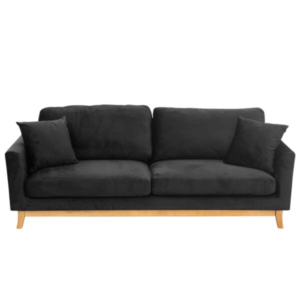 3 Seater Faux Velvet Wooden Sofa Bed Couch Furniture - Black