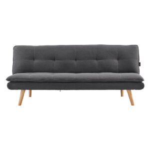 3 Seater Linen Sofa Bed Couch Lounge Futon - Dark Grey