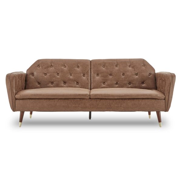 Faux Velvet Tufted Sofa Bed Couch Futon - Brown