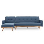 3-Seater Corner Sofa Bed with Chaise Lounge - Blue