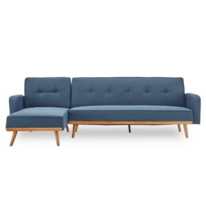 3-Seater Corner Sofa Bed with Chaise Lounge - Blue