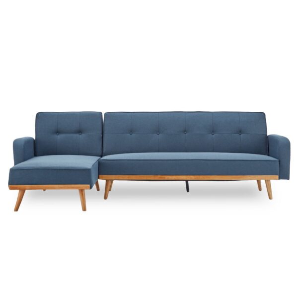 3-Seater Corner Sofa Bed with Chaise Lounge - Blue