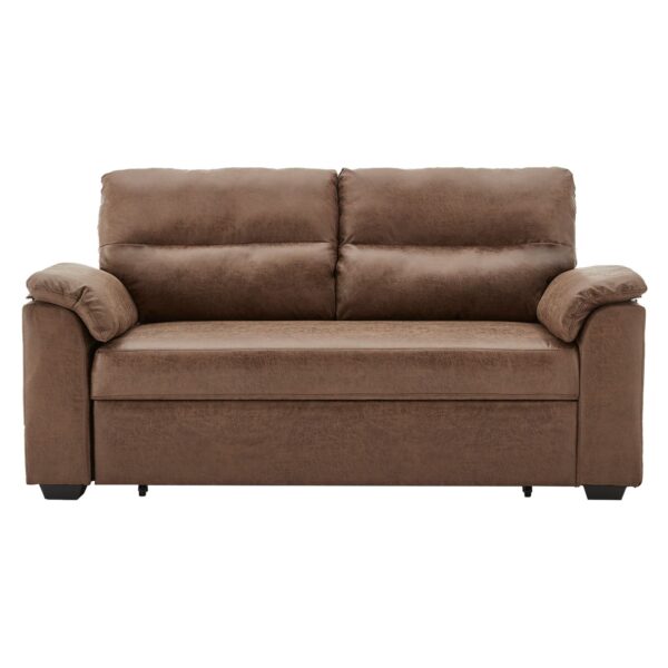 Distressed Fabric Sofa Bed Couch Lounge - Brown