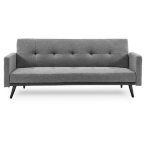 Tufted Faux Linen 3-Seater Sofa Bed with Armrests - Light Grey