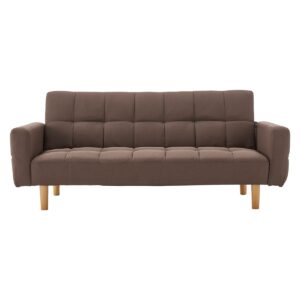 3-Seater Fabric Sofa Bed Futon - Brown