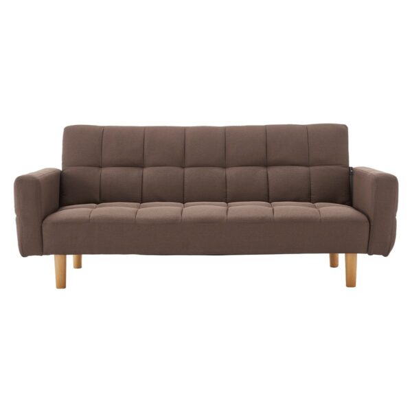 3-Seater Fabric Sofa Bed Futon - Brown