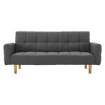 3-Seater Fabric Sofa Bed Futon - Dark Grey