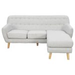 Linen Corner Wooden Sofa Lounge L-shaped with Left Chaise Light Grey