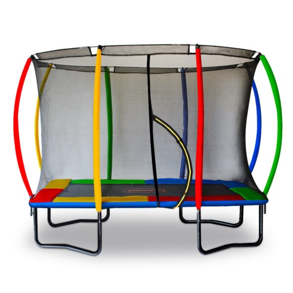 6ft x 9ft Outdoor Rectangular Rainbow Trampoline With Safety Enclosure